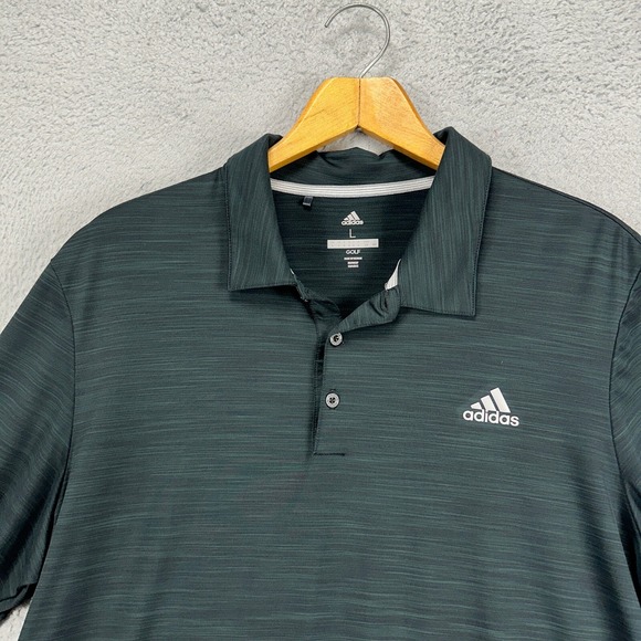 adidas Other - Adidas Golf Mens Polo Shirt Large Black Heather Athletic Short Sleeve Logo Rugby